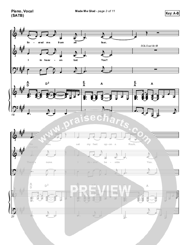 Made Me Glad Piano/Vocal (SATB) (Travis Cottrell)