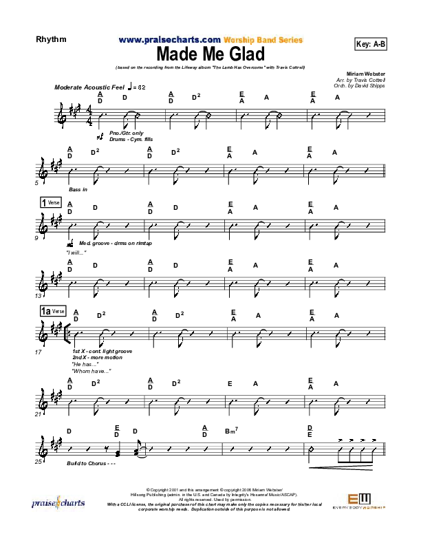 Made Me Glad Rhythm Chart (Travis Cottrell)