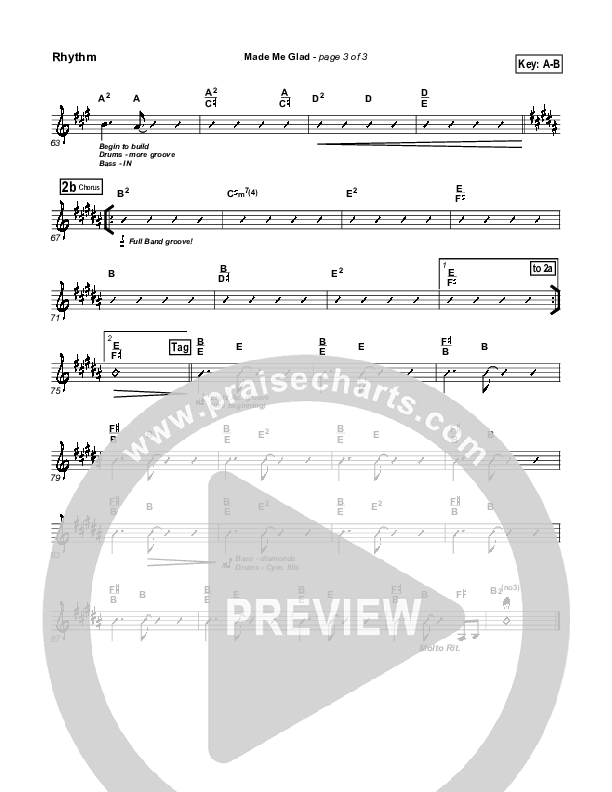 Made Me Glad Rhythm Chart (Travis Cottrell)