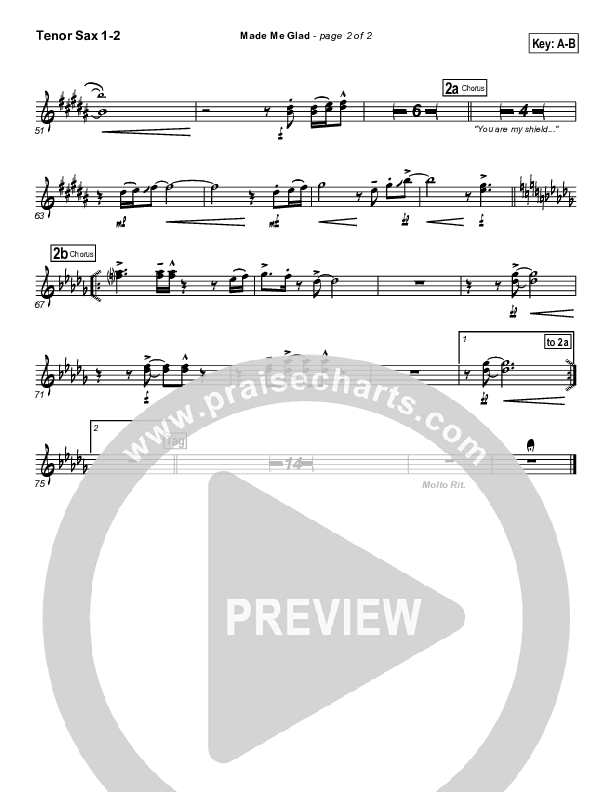 Made Me Glad Tenor Sax 1/2 (Travis Cottrell)