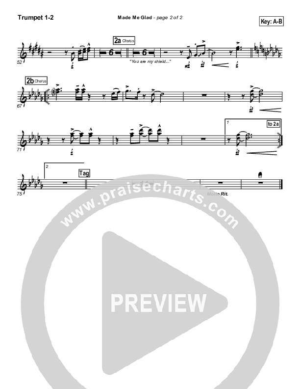 Made Me Glad Trumpet 1,2 (Travis Cottrell)