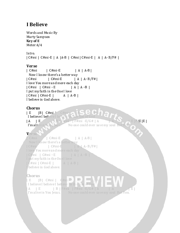 I Believe Chords & Lyrics (G3 Kids)