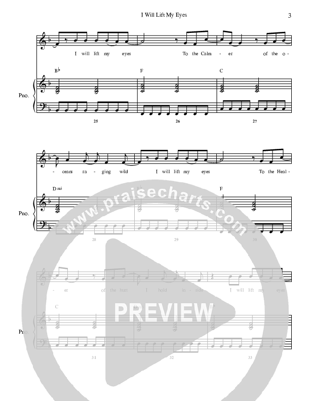 I Will Lift My Eyes Lead & Piano (G3 Kids)