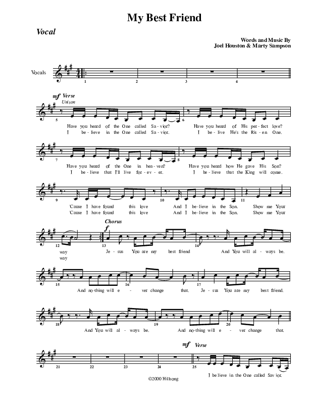 My Best Friend Lead Sheet (G3 Kids)