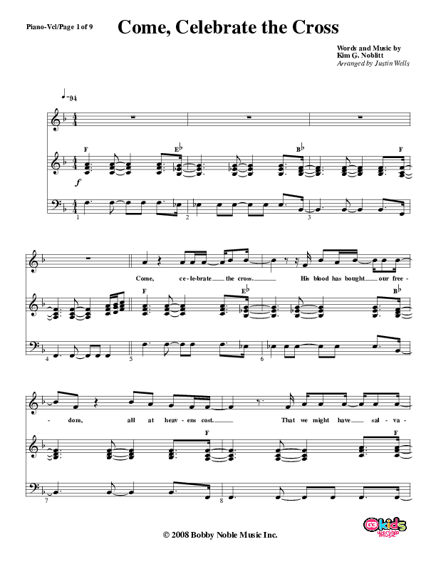 Come Celebrate The Cross Lead & Piano (G3 Kids)