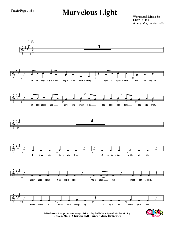 Marvelous Light Lead Sheet (G3 Kids)