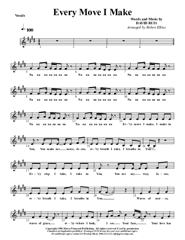 Every Move I Make Lead Sheet (G3 Kids)