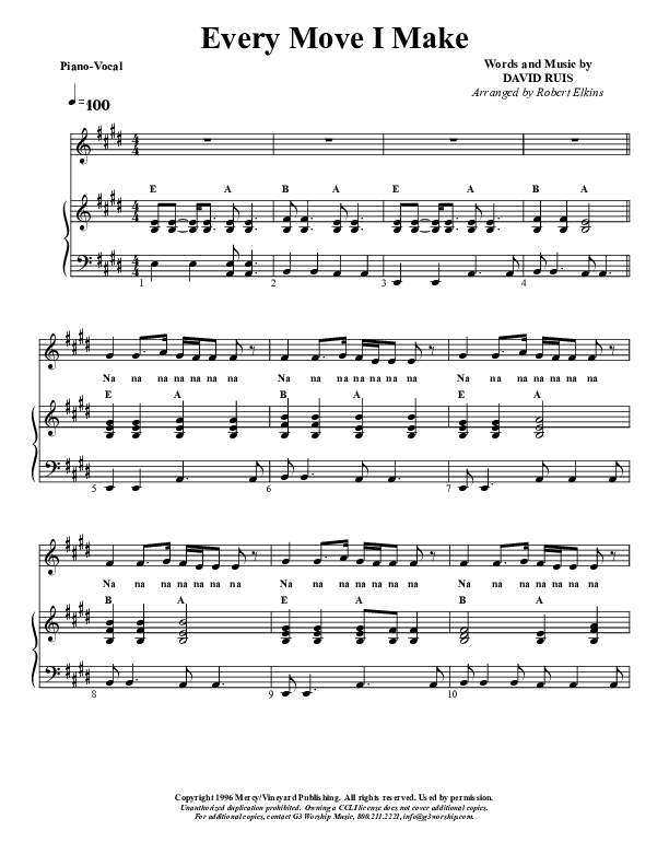 Every Move I Make Piano/Vocal (G3 Kids)