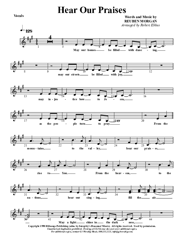 Hear Our Praises Lead Sheet (G3 Kids)