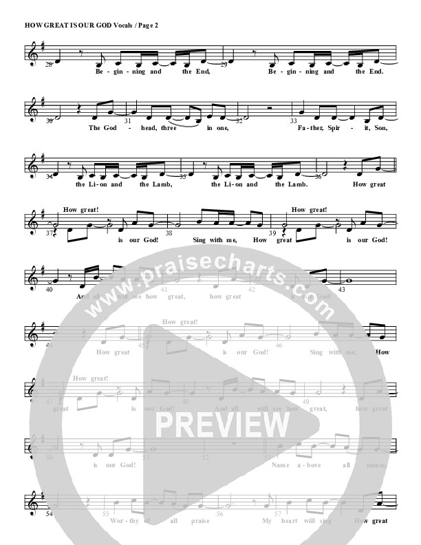 How Great Is Our God Lead Sheet (G3 Kids)