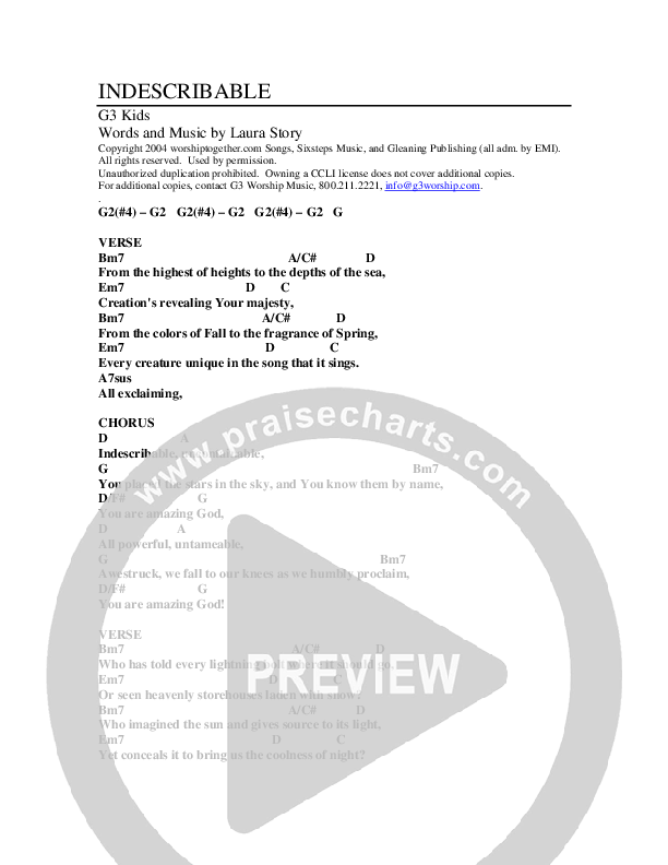 Indescribable Chord Chart (G3 Kids)