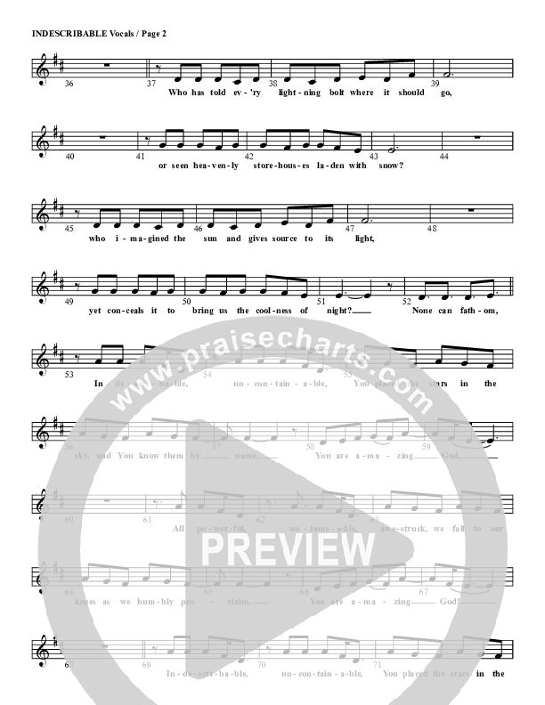 Indescribable Lead Sheet (G3 Kids)