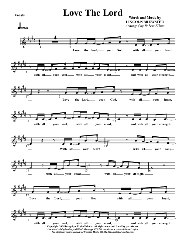 Love The Lord Lead Sheet (G3 Kids)