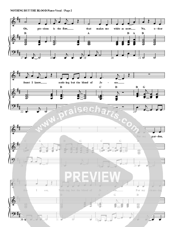 Nothing But The Blood Piano/Vocal (G3 Kids)