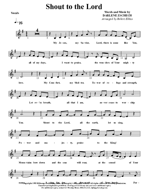 Shout To The Lord Lead Sheet (G3 Kids)
