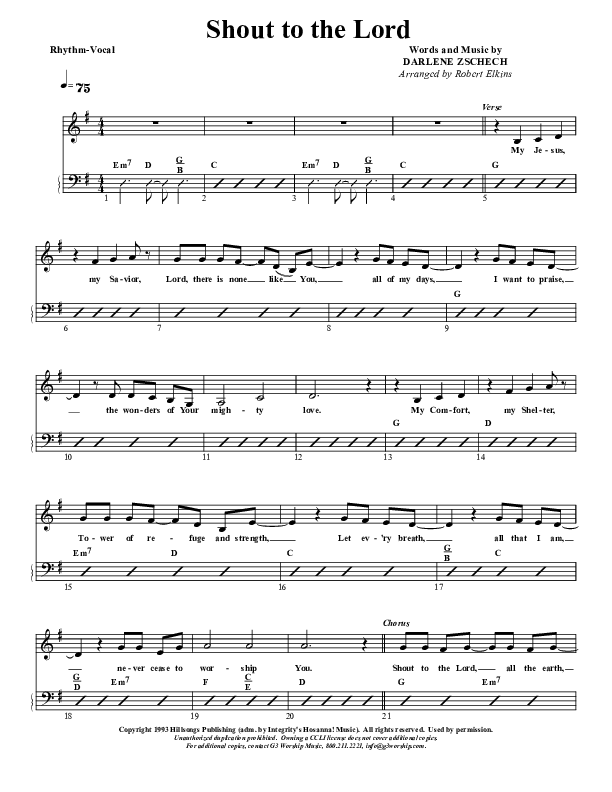 Shout To The Lord Rhythm Chart (G3 Kids)