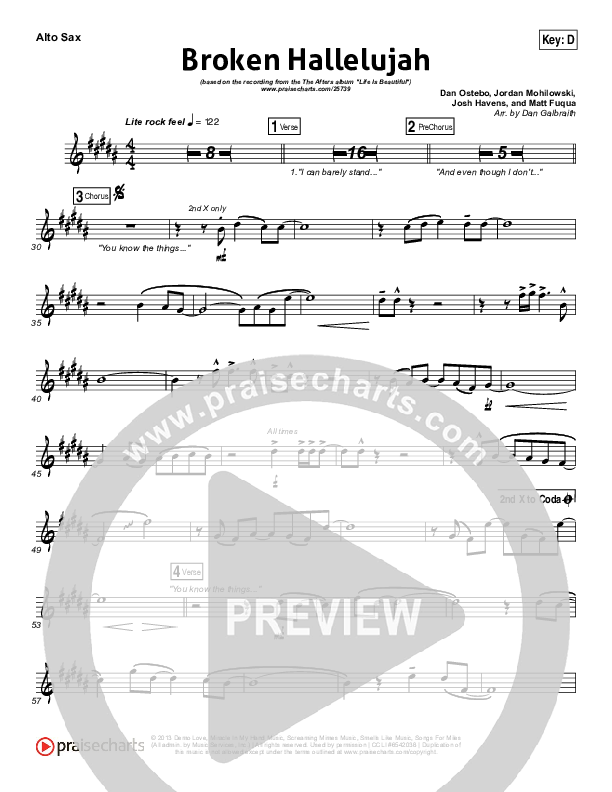 Broken Hallelujah Alto Sax (The Afters)