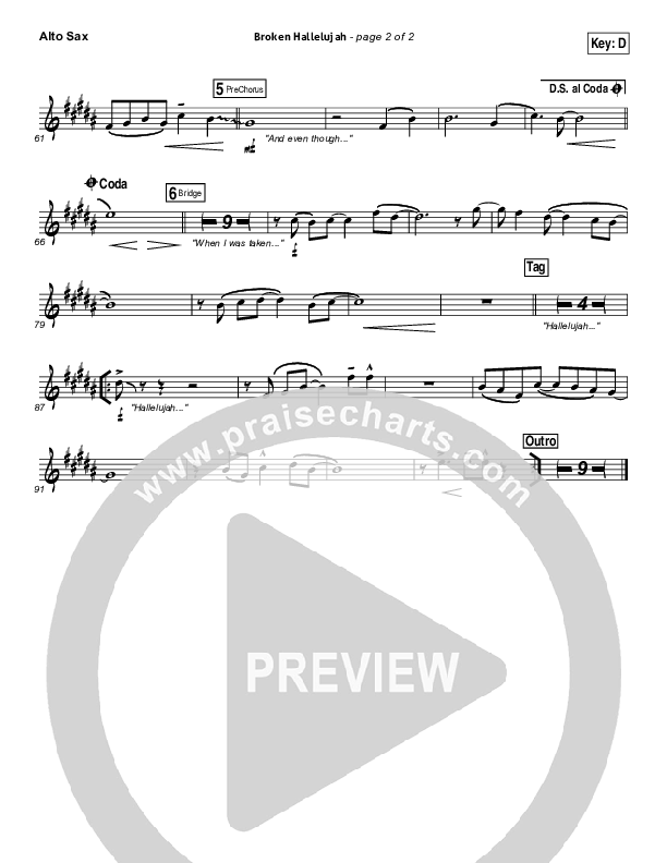 Broken Hallelujah Alto Sax (The Afters)