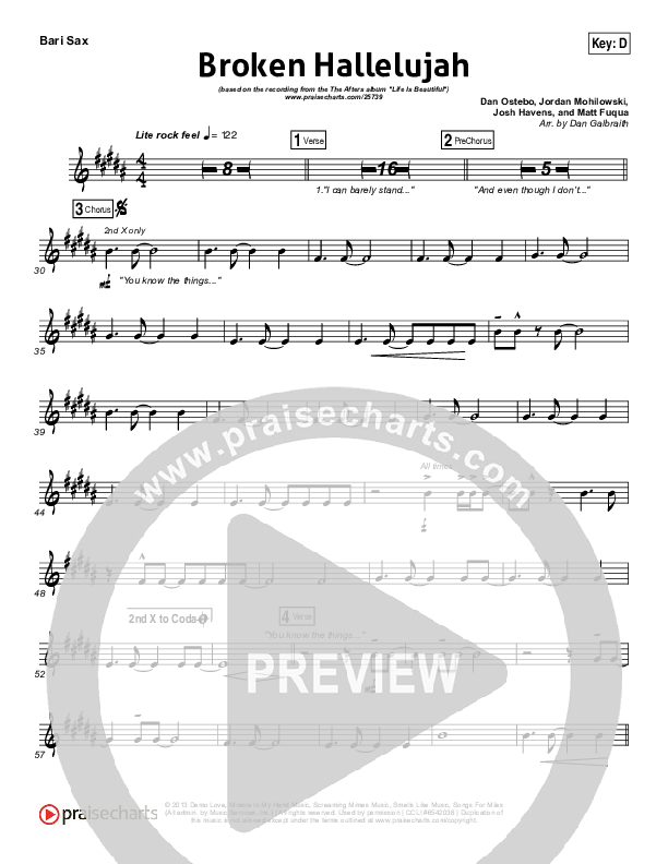 Broken Hallelujah Bari Sax (The Afters)