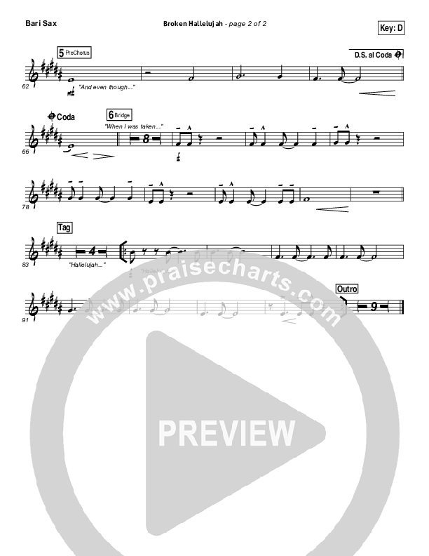 Broken Hallelujah Bari Sax (The Afters)