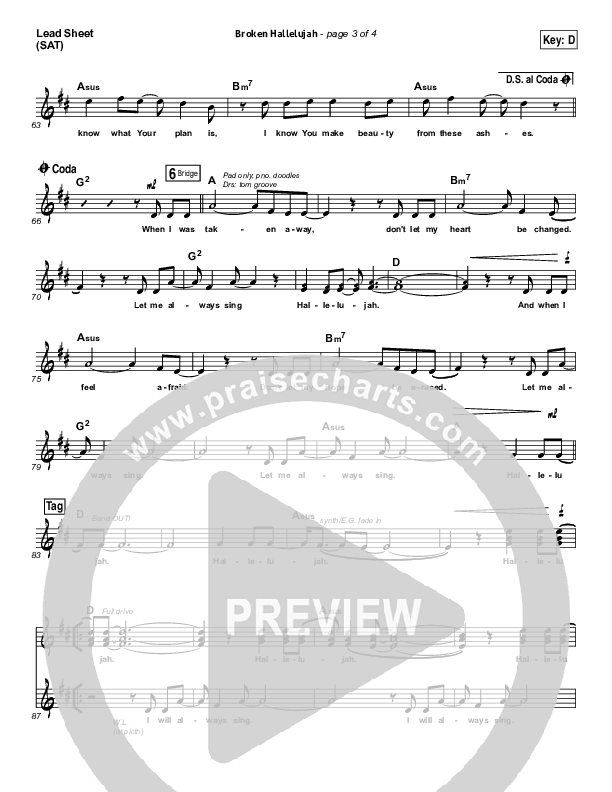 Broken Hallelujah Lead Sheet (SAT) (The Afters)