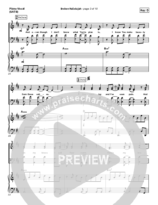 Broken Hallelujah Piano/Vocal (SATB) (The Afters)