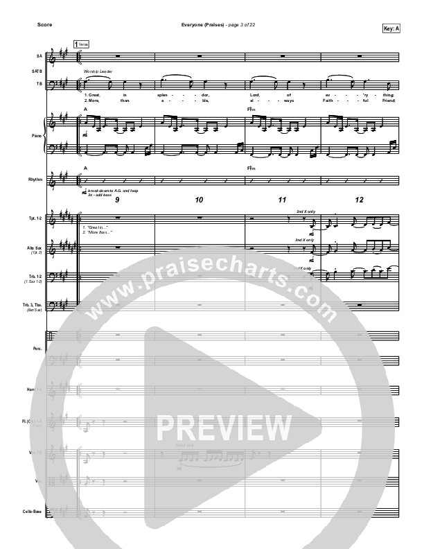 Everyone (Praises) Conductor's Score (New Life Worship)