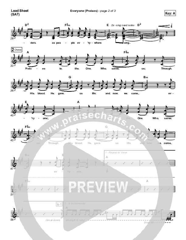 Everyone (Praises) Lead Sheet (New Life Worship)
