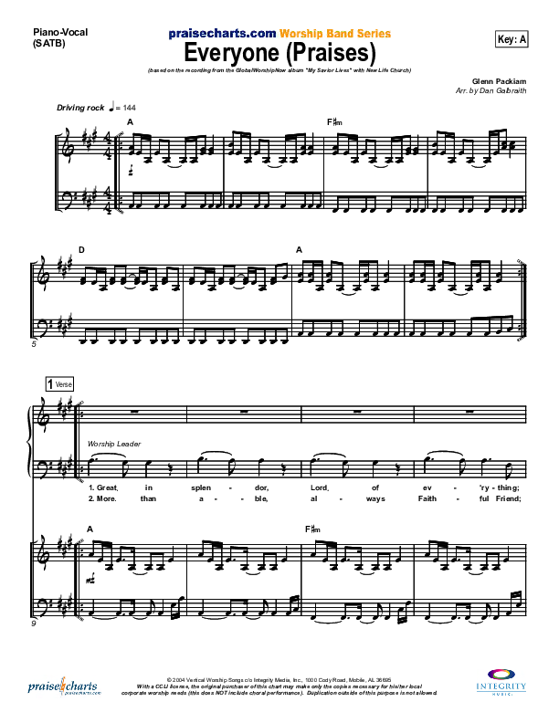 Everyone (Praises) Piano/Vocal (New Life Worship)