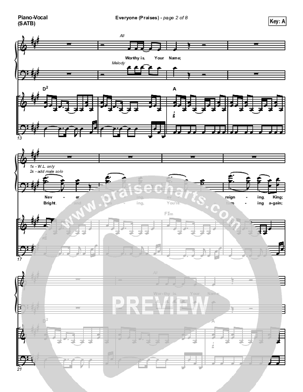 Everyone (Praises) Piano/Vocal (New Life Worship)