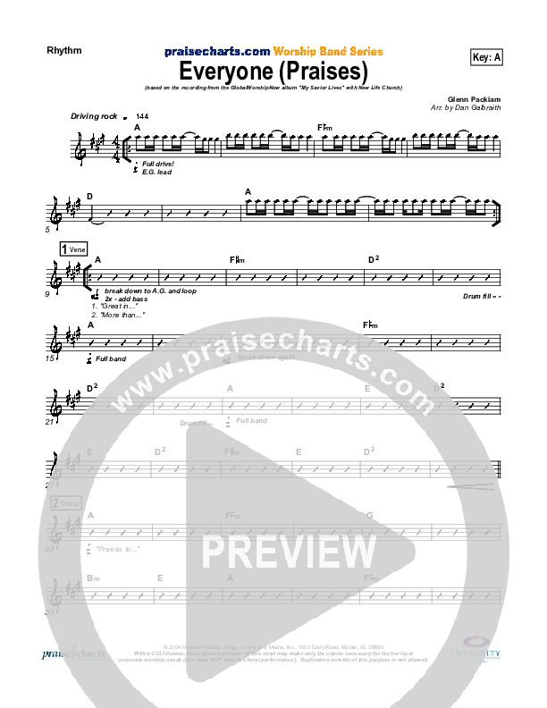 Everyone (Praises) Rhythm Chart (New Life Worship)