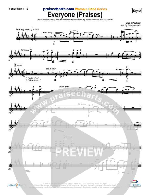 Everyone (Praises) Tenor Sax 1/2 (New Life Worship)