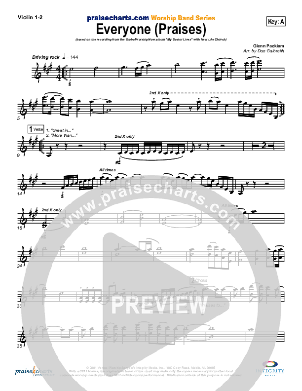 Everyone (Praises) Violin 1/2 (New Life Worship)