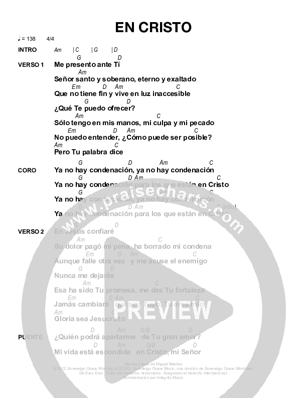 En Cristo Chords & Lyrics (Sovereign Grace)