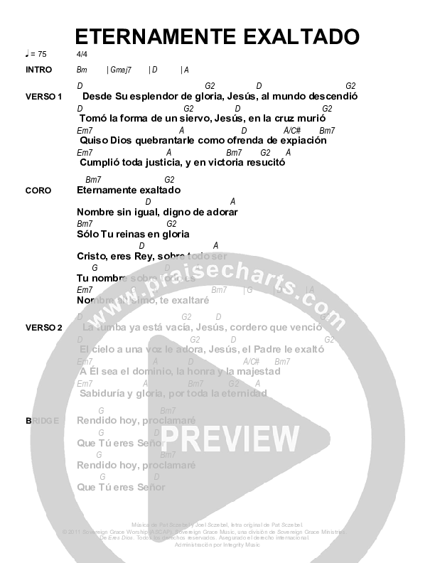 Eternamente Exaltado (Name Above All Names) Chords & Lyrics (Sovereign Grace)