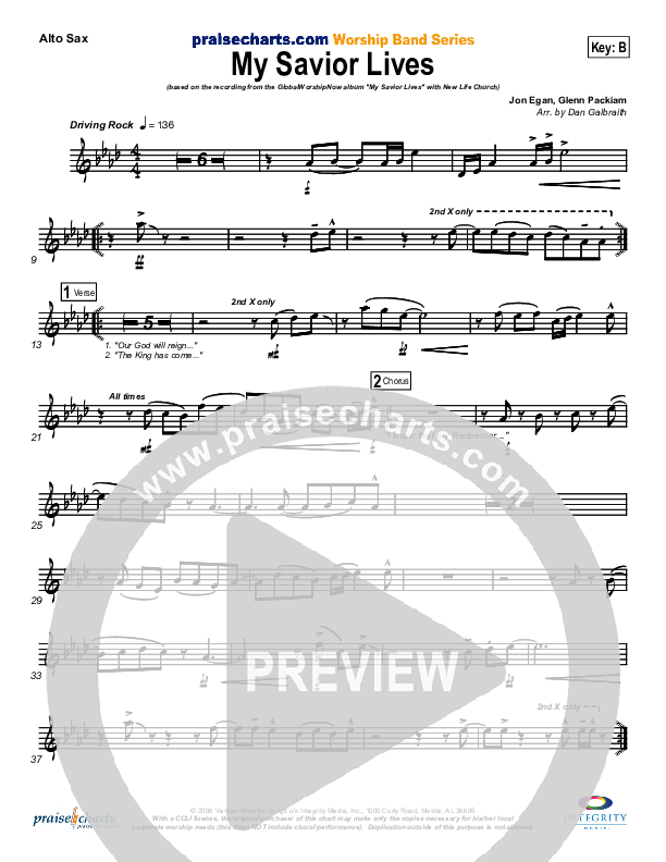 My Savior Lives Alto Sax (New Life Worship)