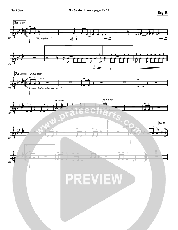 My Savior Lives Bari Sax (New Life Worship)