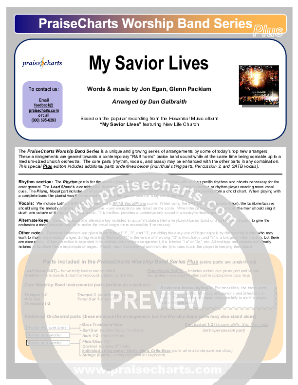 My Savior Lives Cover Sheet (New Life Worship)
