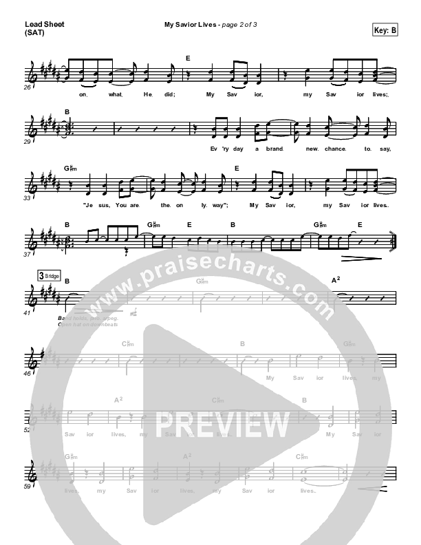 My Savior Lives Lead Sheet (SAT) (New Life Worship)