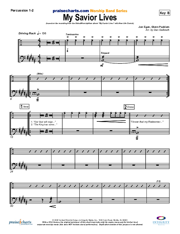 My Savior Lives Percussion (New Life Worship)