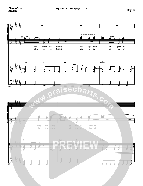 My Savior Lives Piano/Vocal (SATB) (New Life Worship)