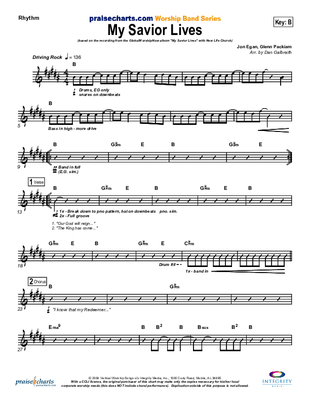 My Savior Lives Rhythm Chart (New Life Worship)