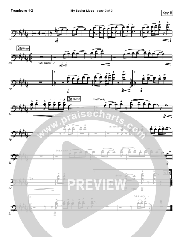 My Savior Lives Trombone 1/2 (New Life Worship)