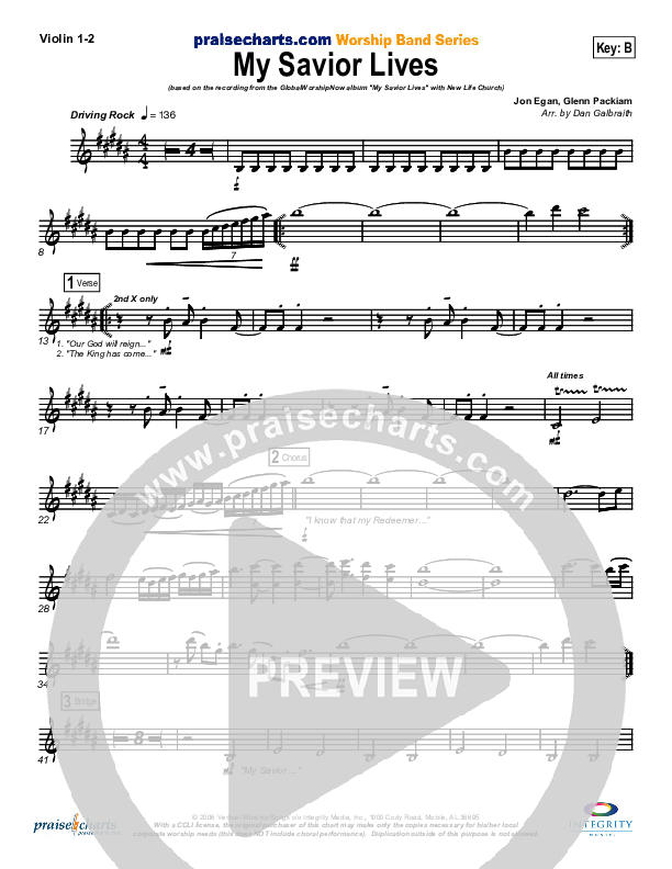 My Savior Lives Violin 1/2 (New Life Worship)