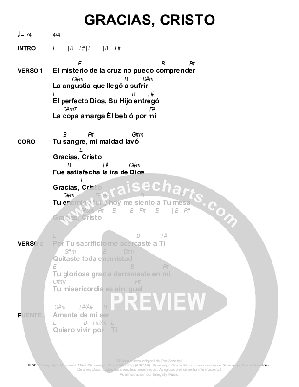Gracias Cristo (Jesus Thank You) Chords & Lyrics (Sovereign Grace)