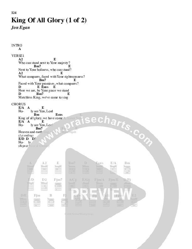 King Of All Glory Chords & Lyrics (New Life Worship)