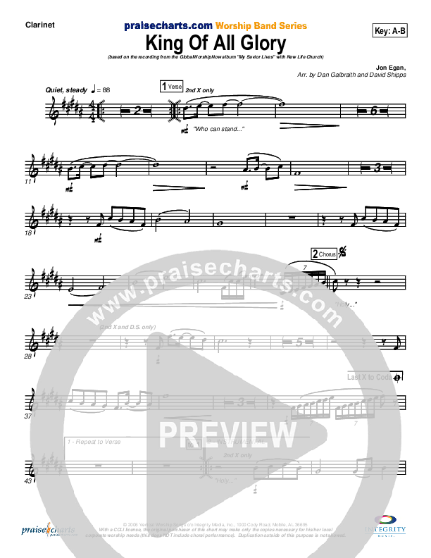 King Of All Glory Clarinet (New Life Worship)