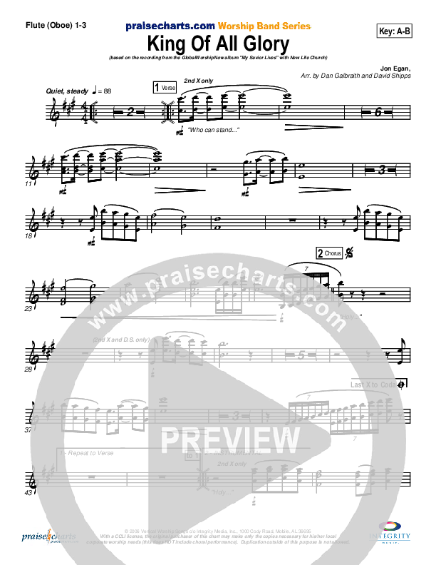 King Of All Glory Flute/Oboe 1/2/3 (New Life Worship)
