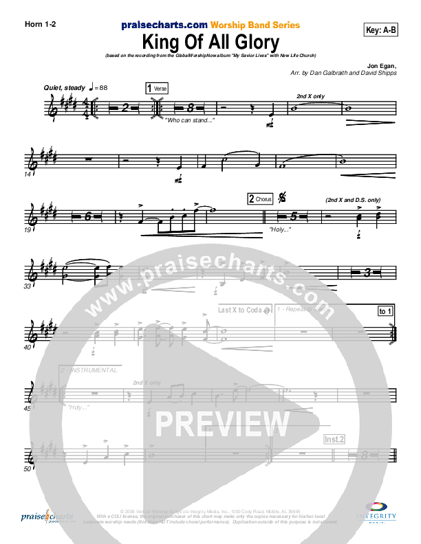 King Of All Glory French Horn 1/2 (New Life Worship)