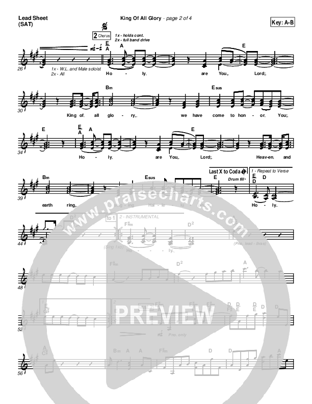 King Of All Glory Lead Sheet (New Life Worship)